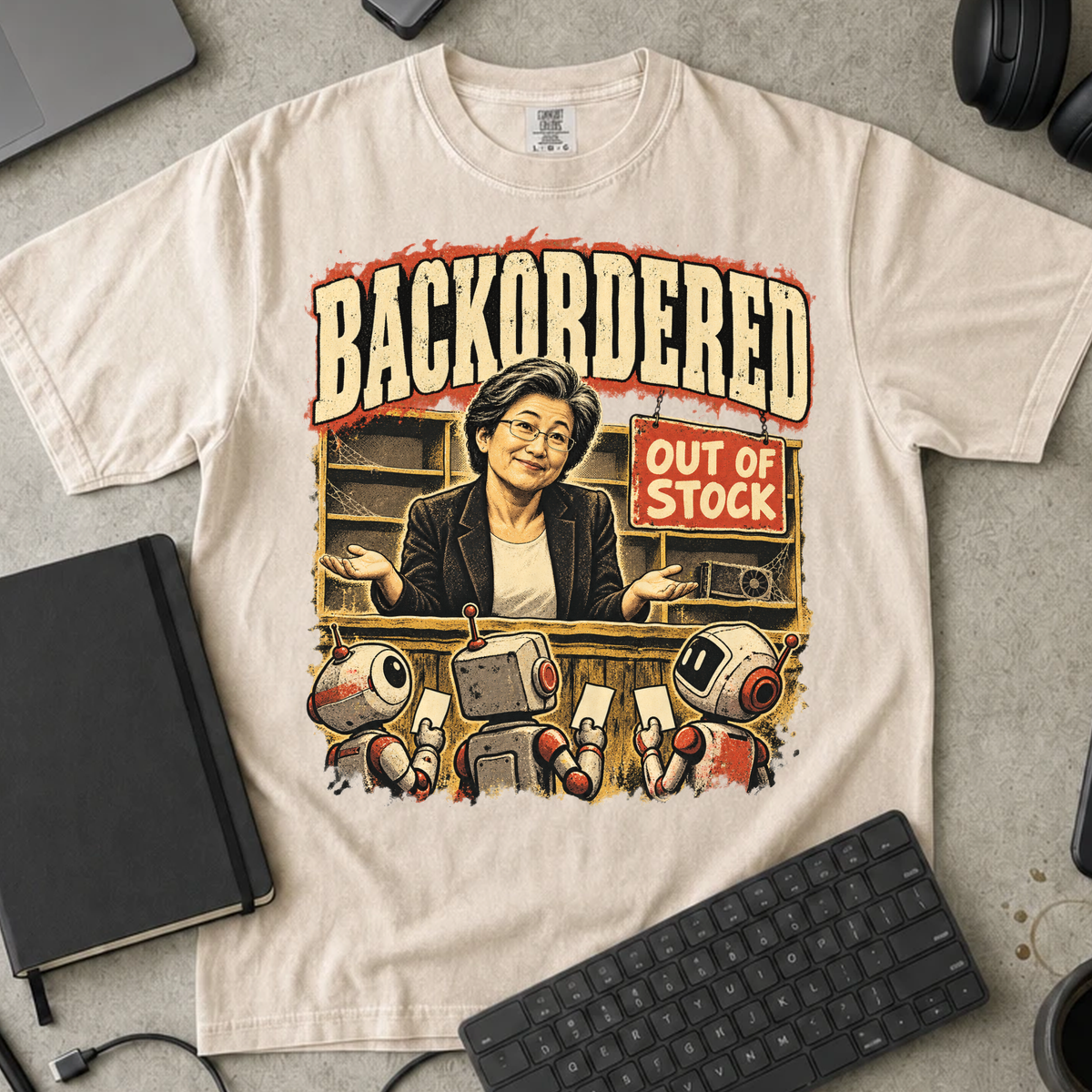 Backordered Shirt — Ivory Comfort Colors 1717 flat lay