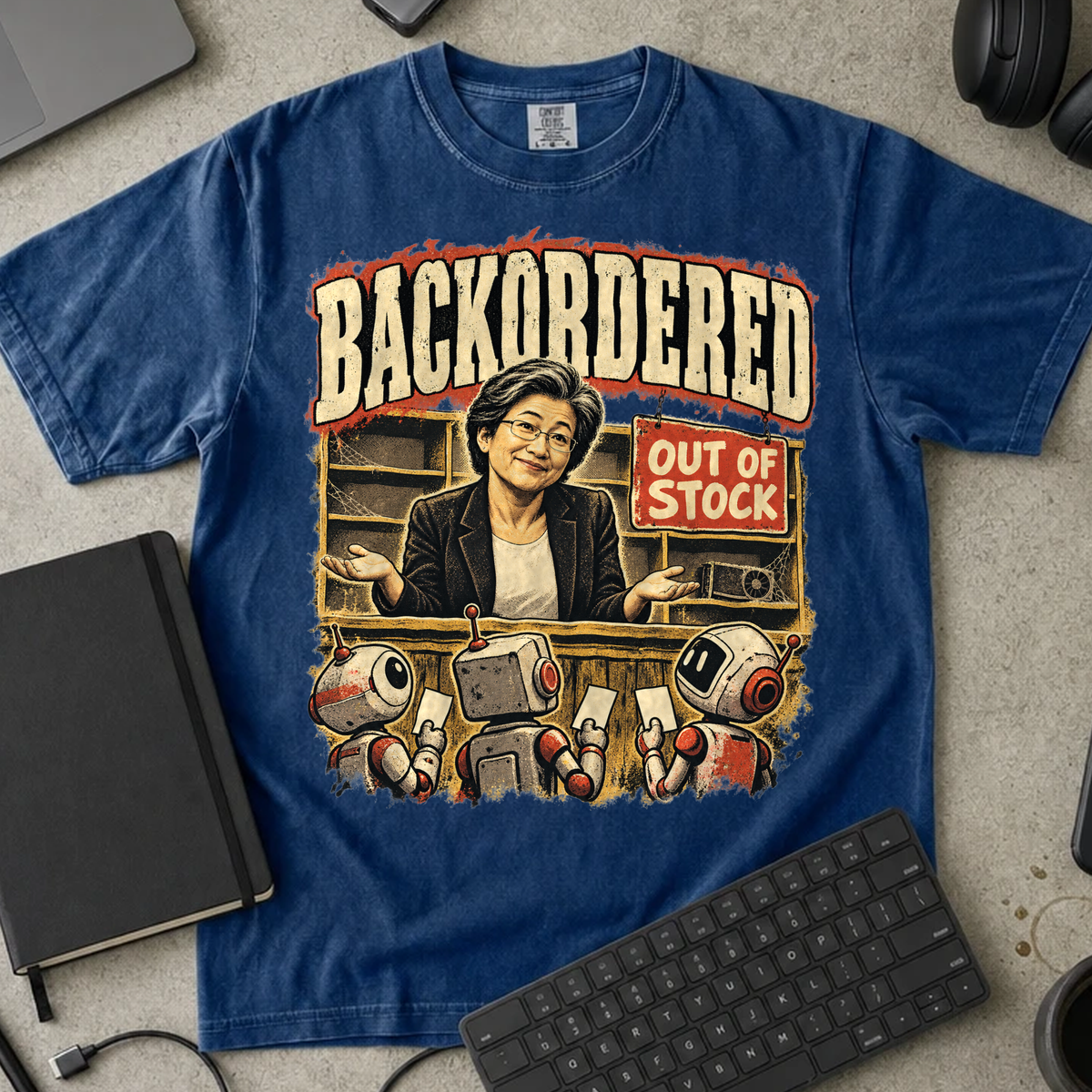 Backordered Shirt — True Navy Comfort Colors 1717 flat lay