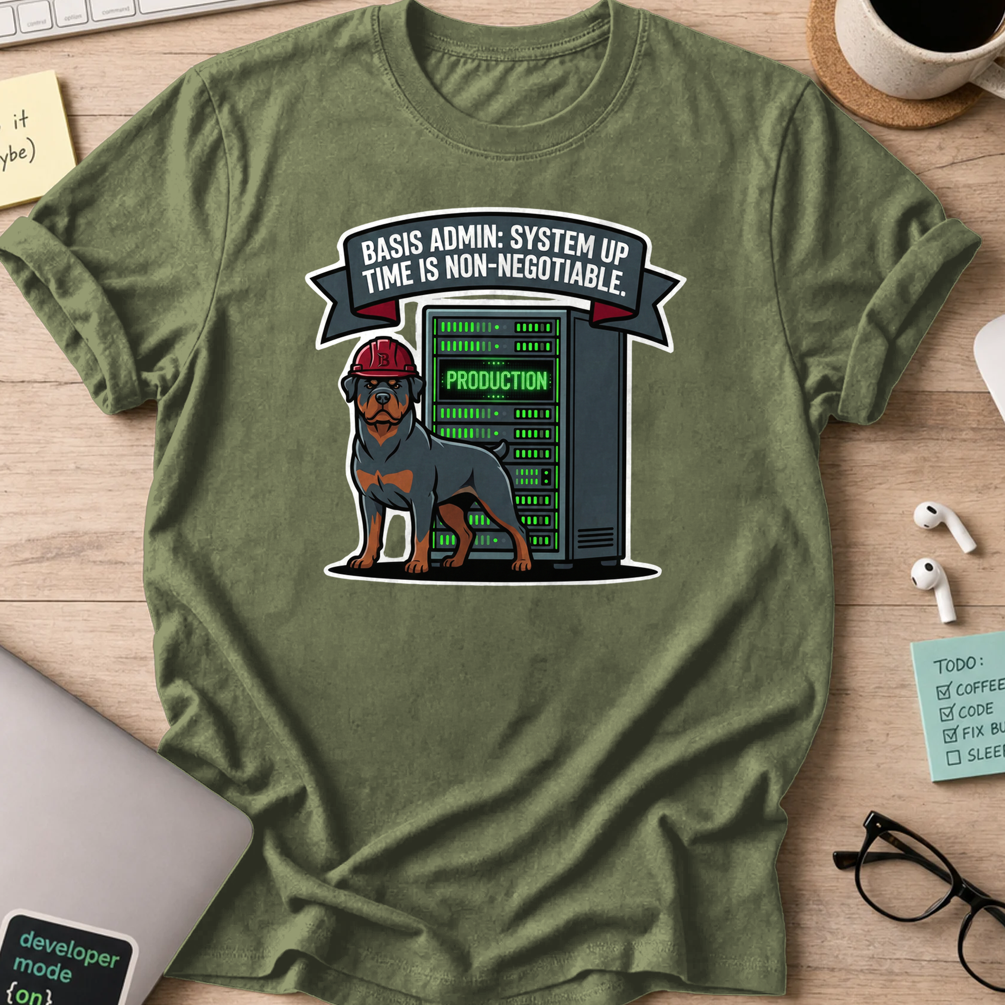 basis admin dog shirt - Military Green