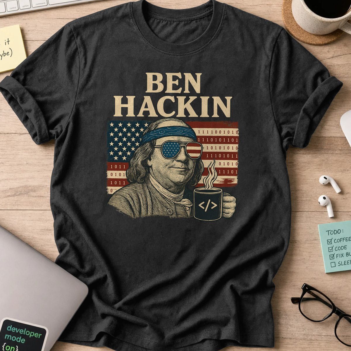 ben hackin hacker shirt - Black