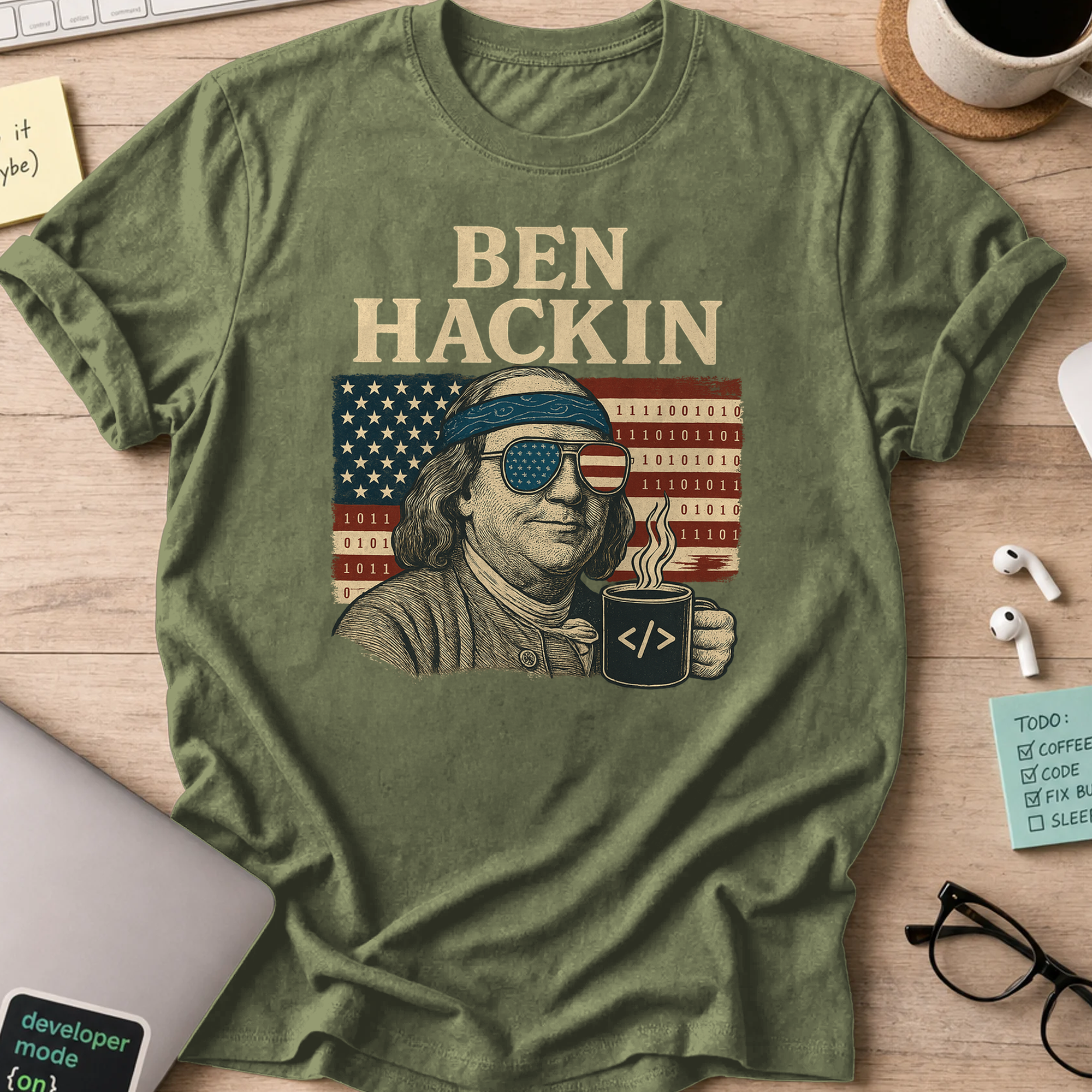 ben hackin hacker shirt - Military Green