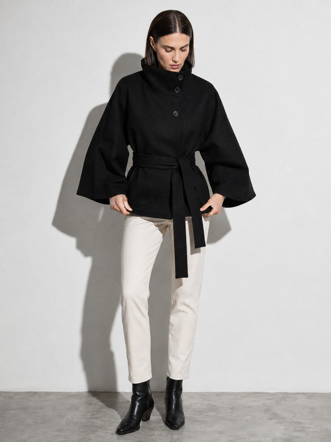 Women's Jacket High Neck Batwing Sleeve