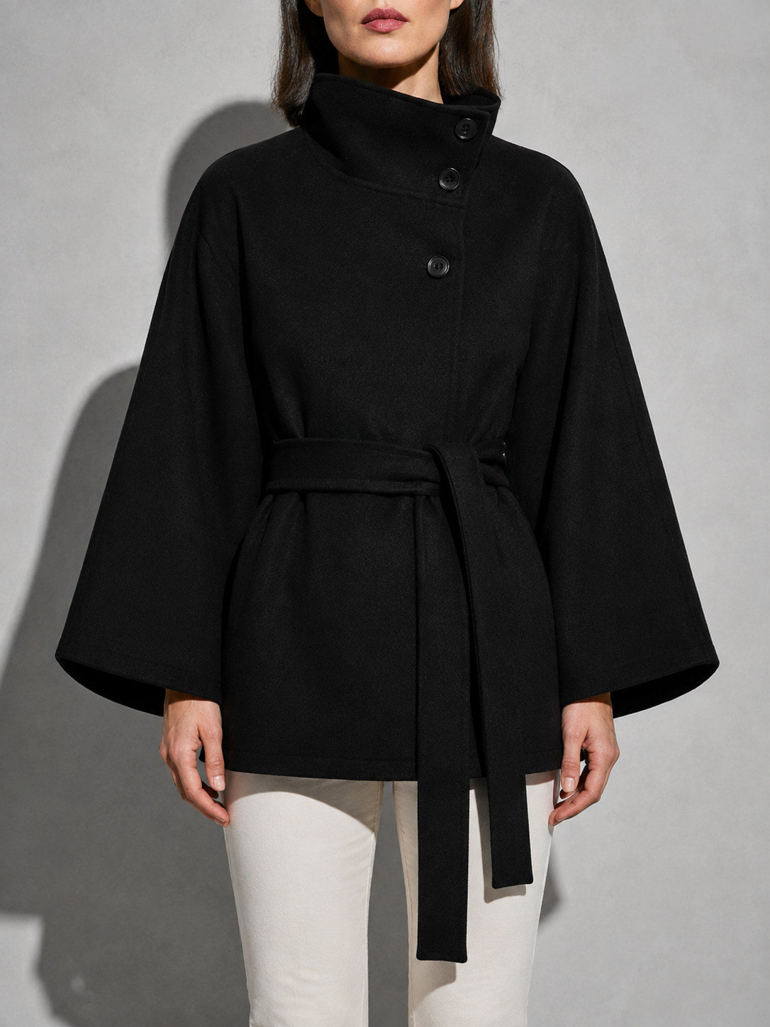 Women's Jacket High Neck Batwing Sleeve