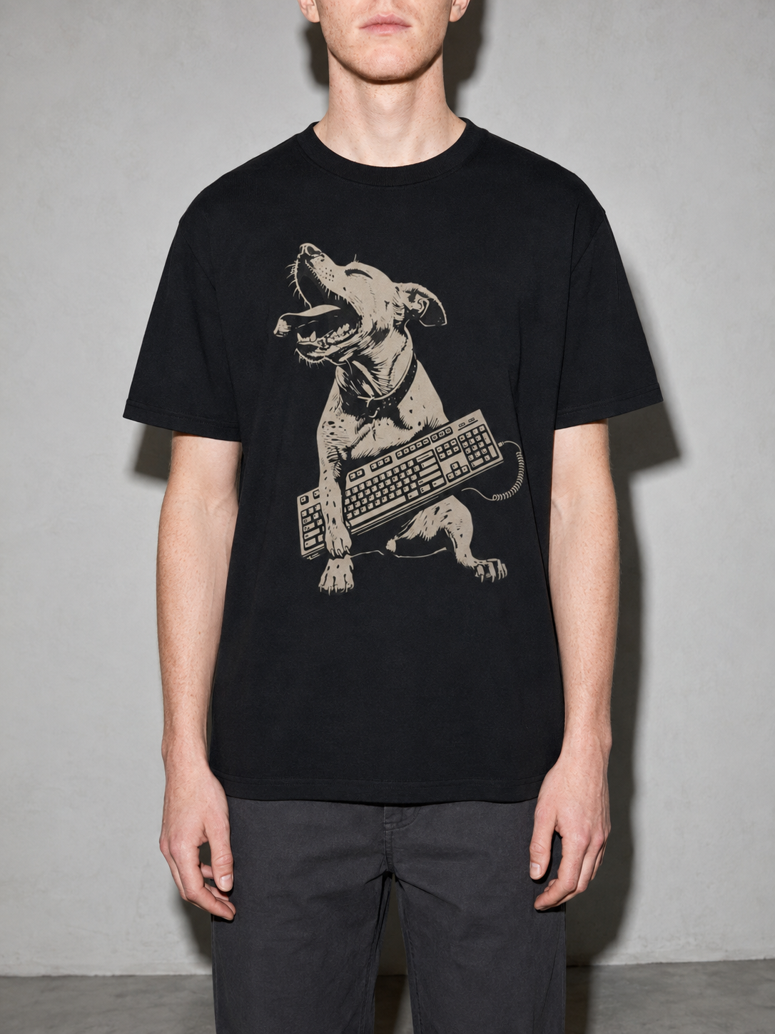 dog holding keyboard – Black detail
