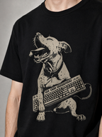 dog holding keyboard – Black print detail