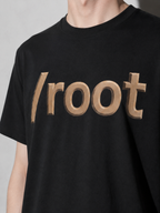 /root — Black print detail