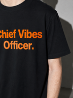 Chief Vibes Officer Graphic IT Nerd T-Shirt — Black DTG detail