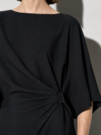 Relaxed-fit Top And High-waisted Wide-leg Pants Two-piece Set - Black Premium Fabric Finish Macro
