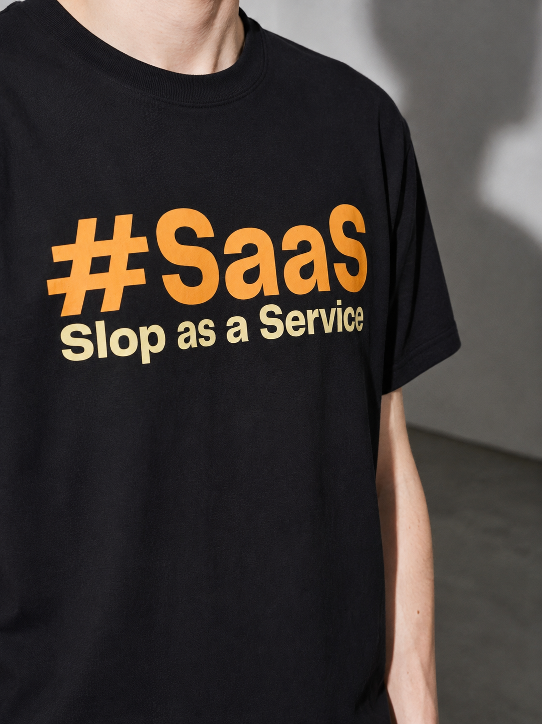 #SaaS Slop as a Service — Black print detail