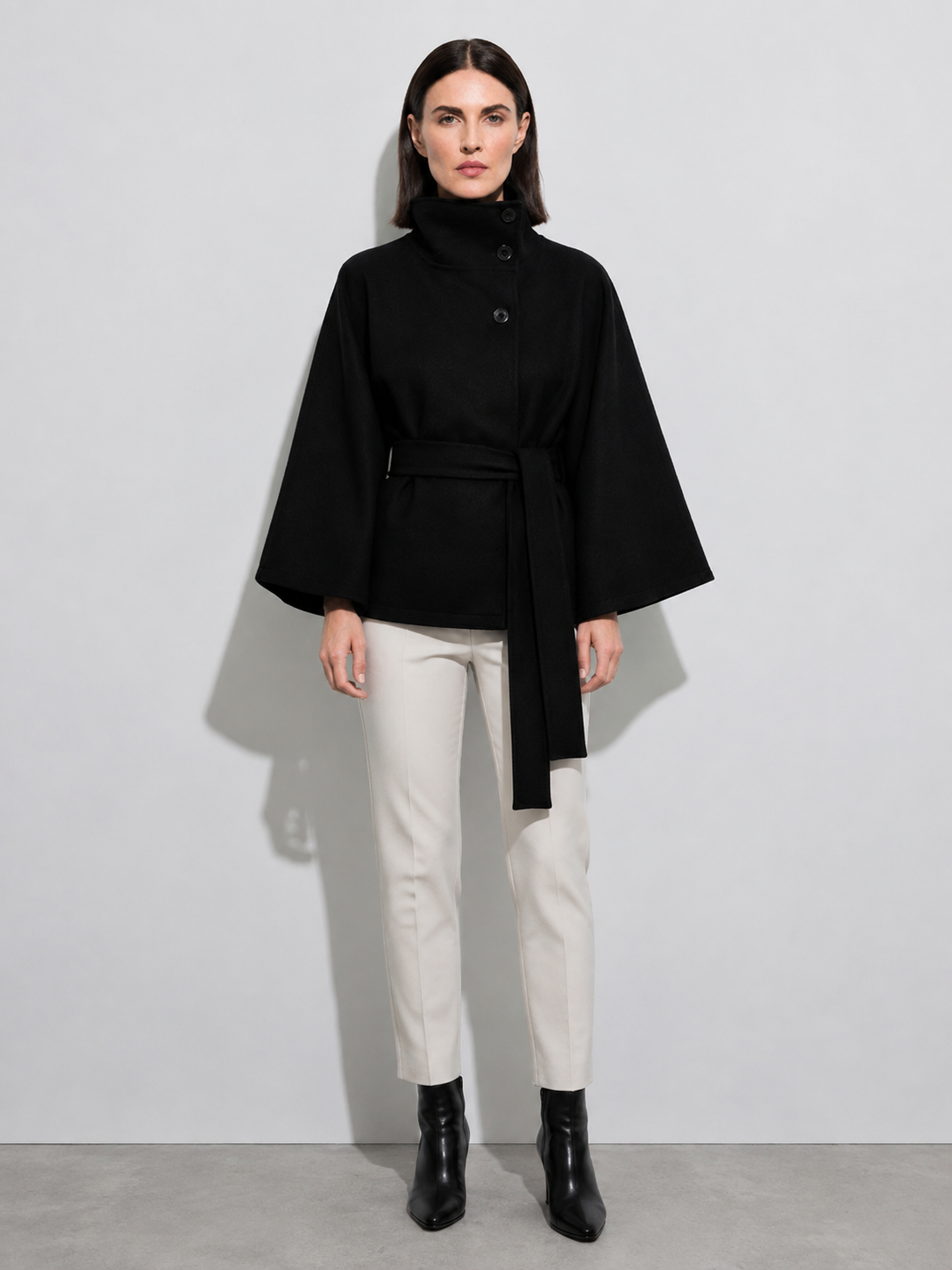 Women's Jacket High Neck Batwing Sleeve