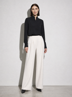 New Chinese-style Mandarin-collar Long-sleeve Blouse Niche Office-chic Top For Women - Black Premium Fabric Finish Main