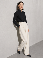 New Chinese-style Mandarin-collar Long-sleeve Blouse Niche Office-chic Top For Women - Black Premium Fabric Finish Seated Or Lean