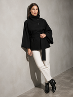 Women's Jacket High Neck Batwing Sleeve