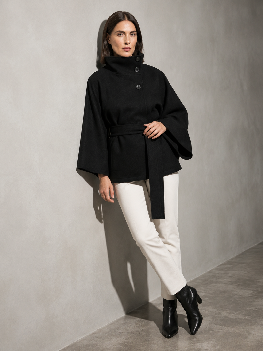 Women's Jacket High Neck Batwing Sleeve