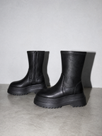 Autumn Chimney Martin Platform Boots - Black Premium Leather Finish Shoe Angle