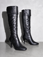 Stiletto boots side zip high heel boots over the knee boots - Black Premium Leather Finish Shoe Full