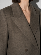 Above-the-knee Long Double-faced Wool Coat For Women - Black Silver Gray Premium Fabric Finish Macro