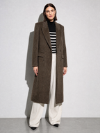 Above-the-knee Long Double-faced Wool Coat For Women - Black Silver Gray Premium Fabric Finish Main