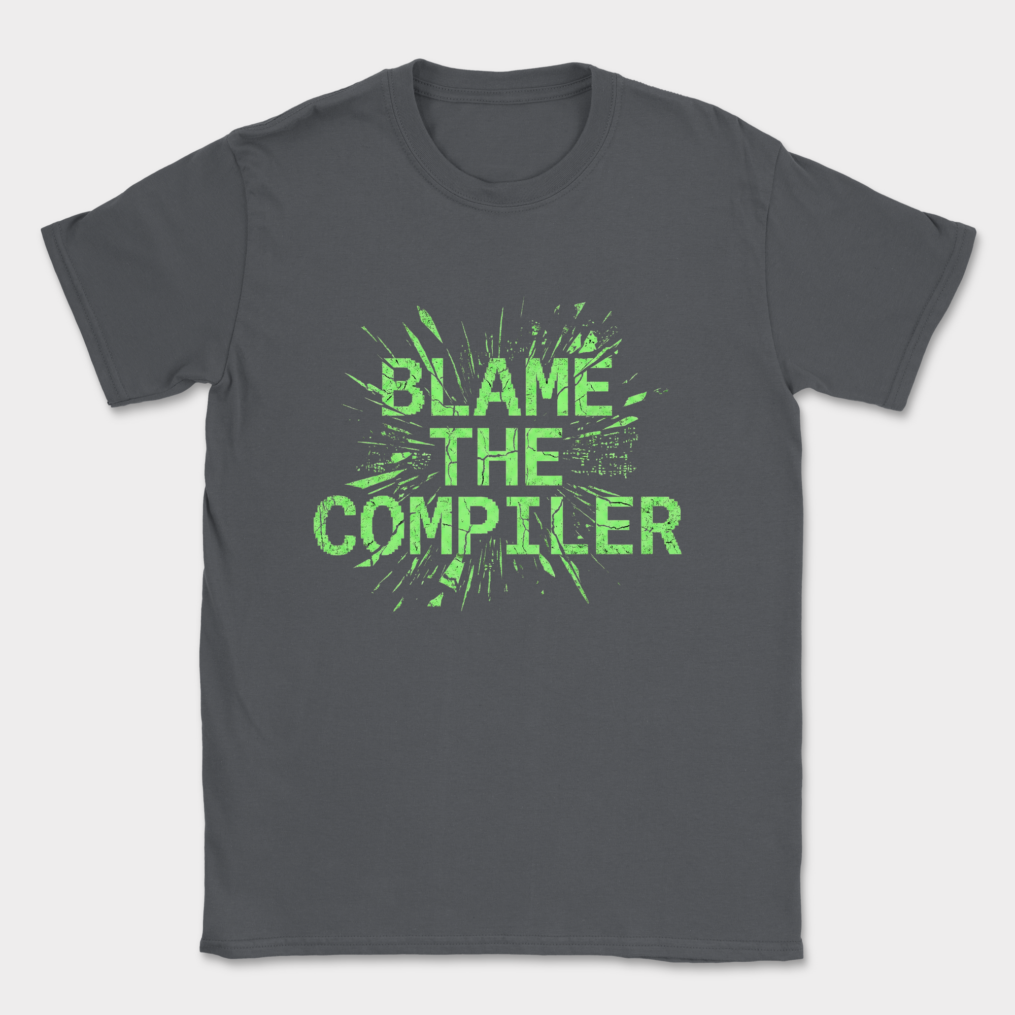 blame the compiler shirt — Dark Heather Grey