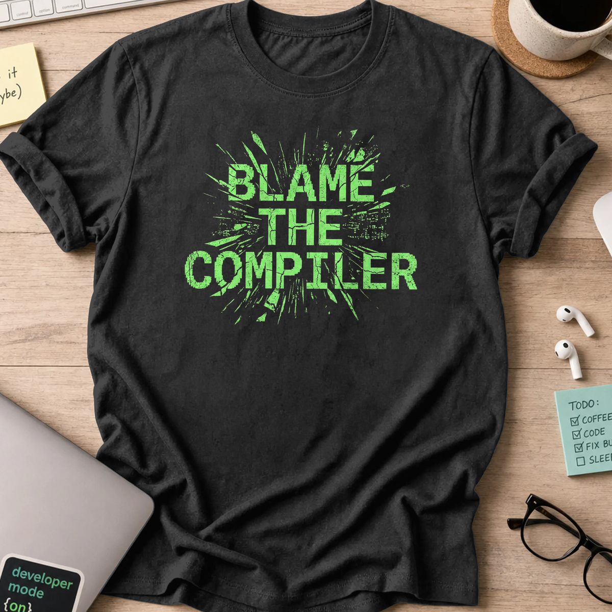 blame the compiler shirt - Black