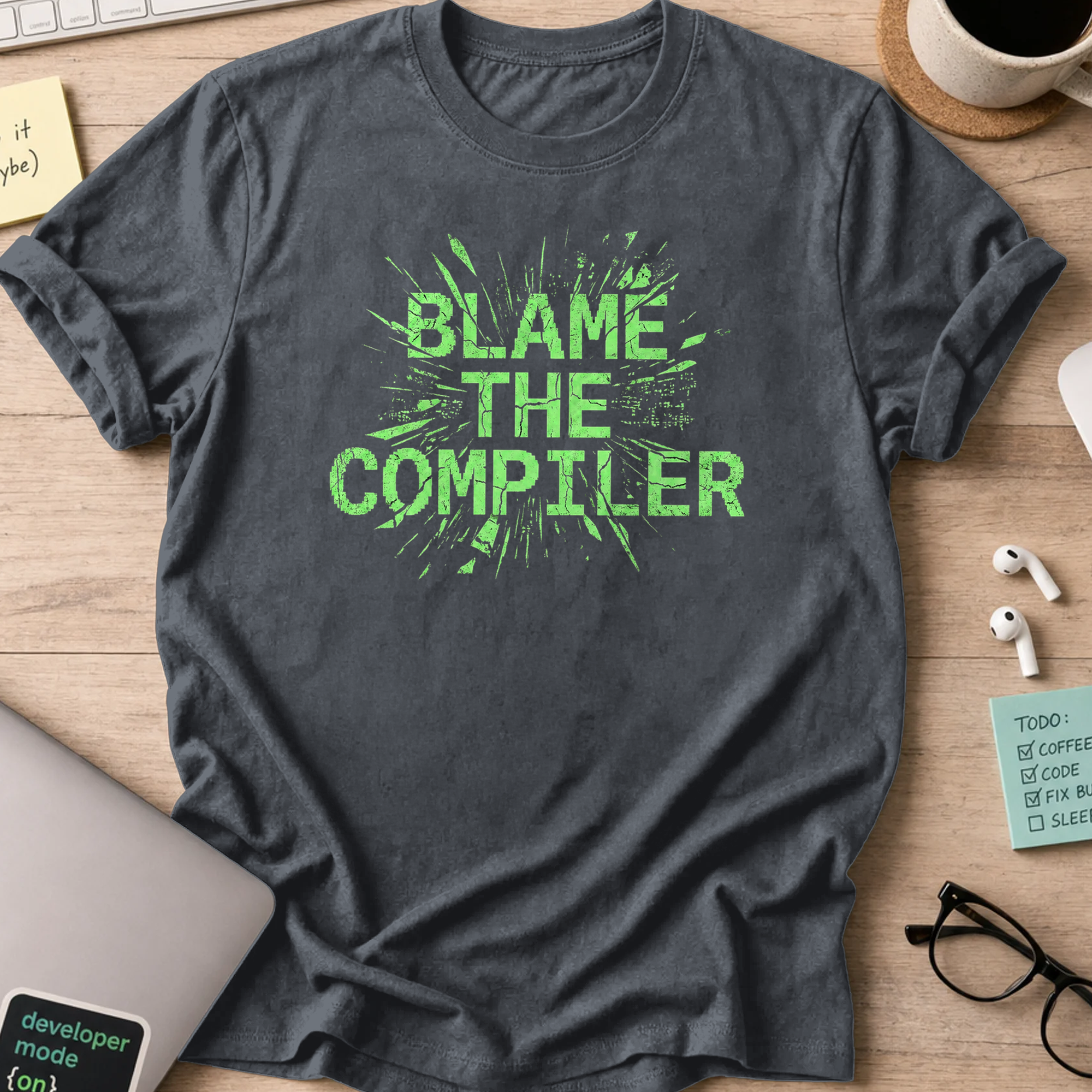 blame the compiler shirt - Dark Heather