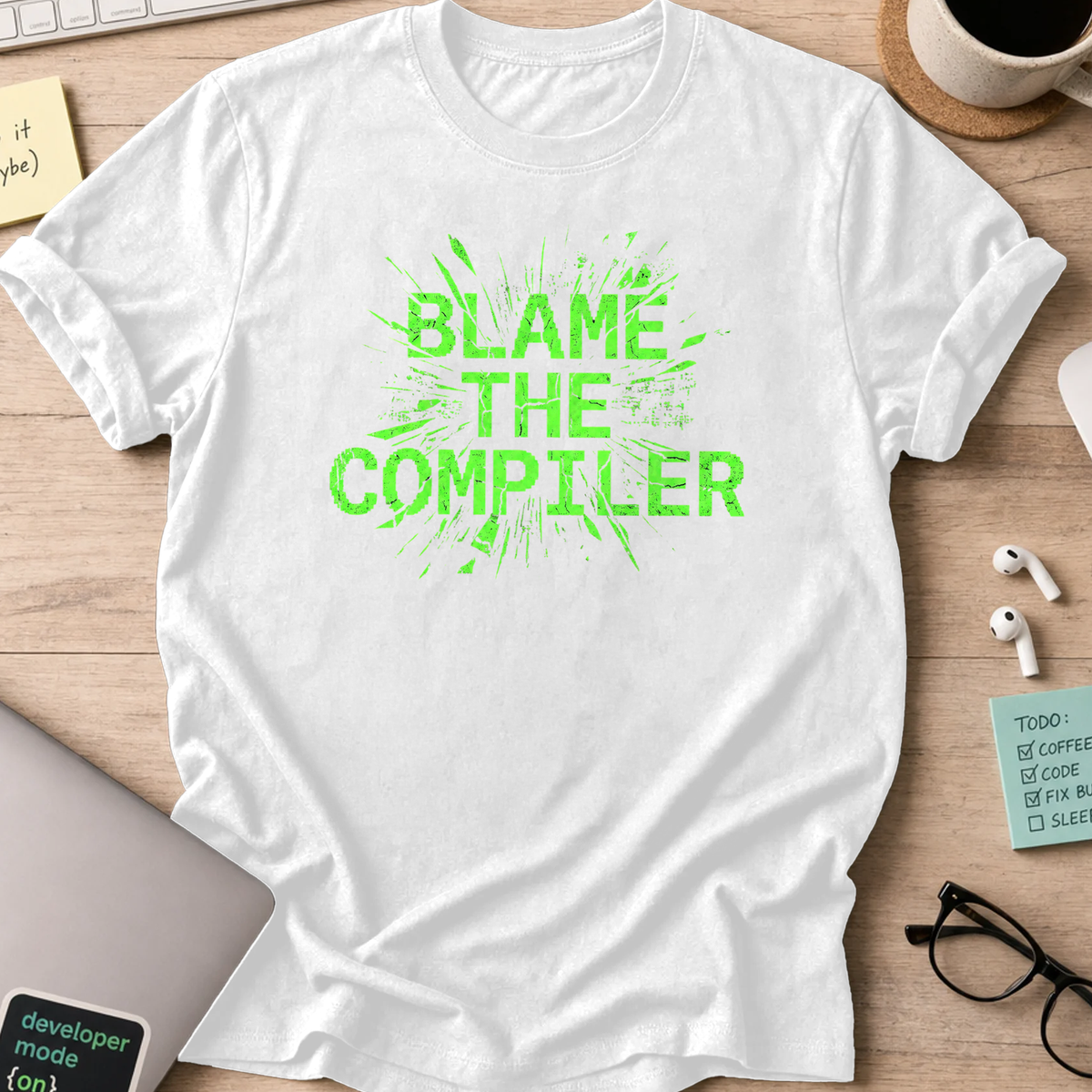 blame the compiler shirt - White