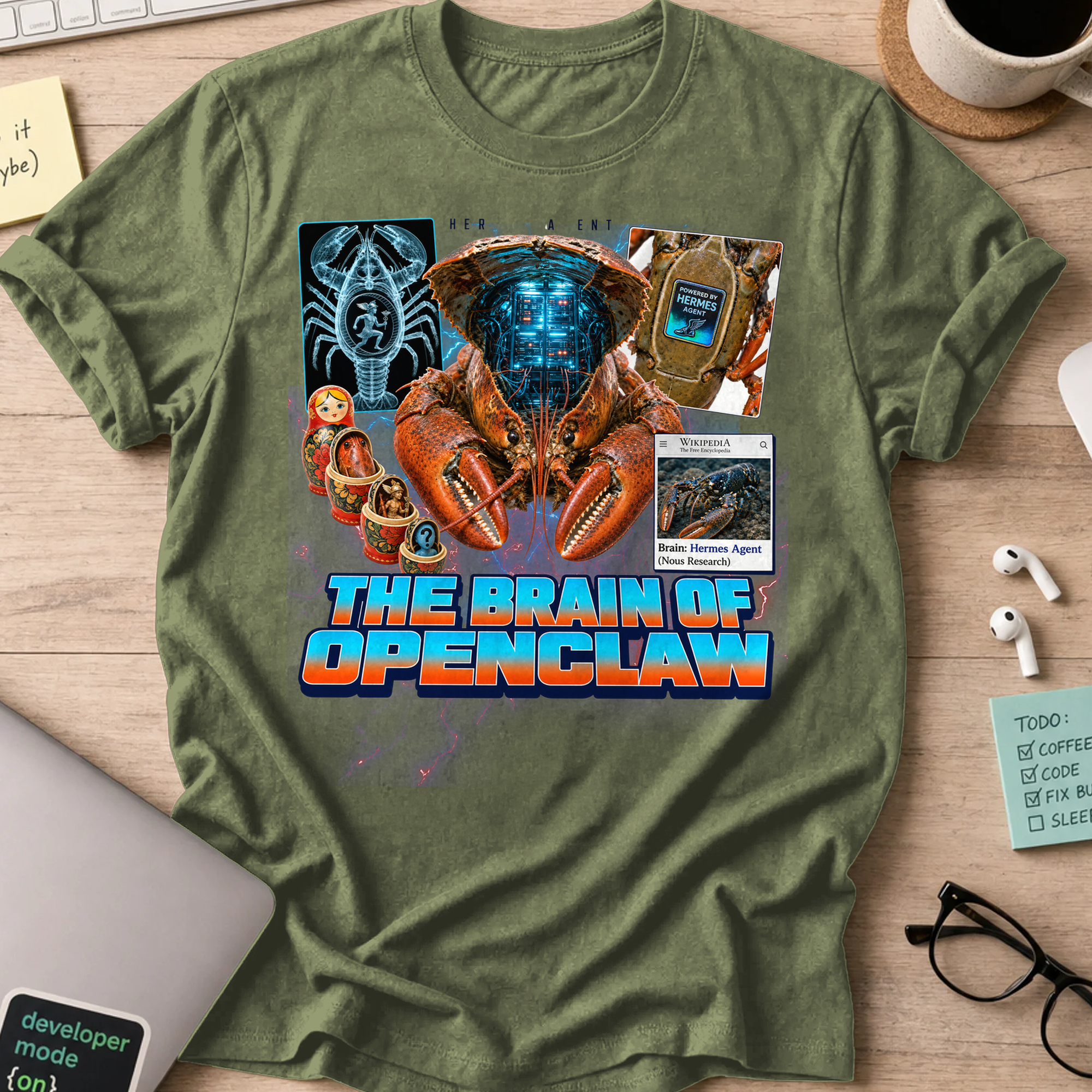 The Brain of OpenClaw Shirt - Military Green