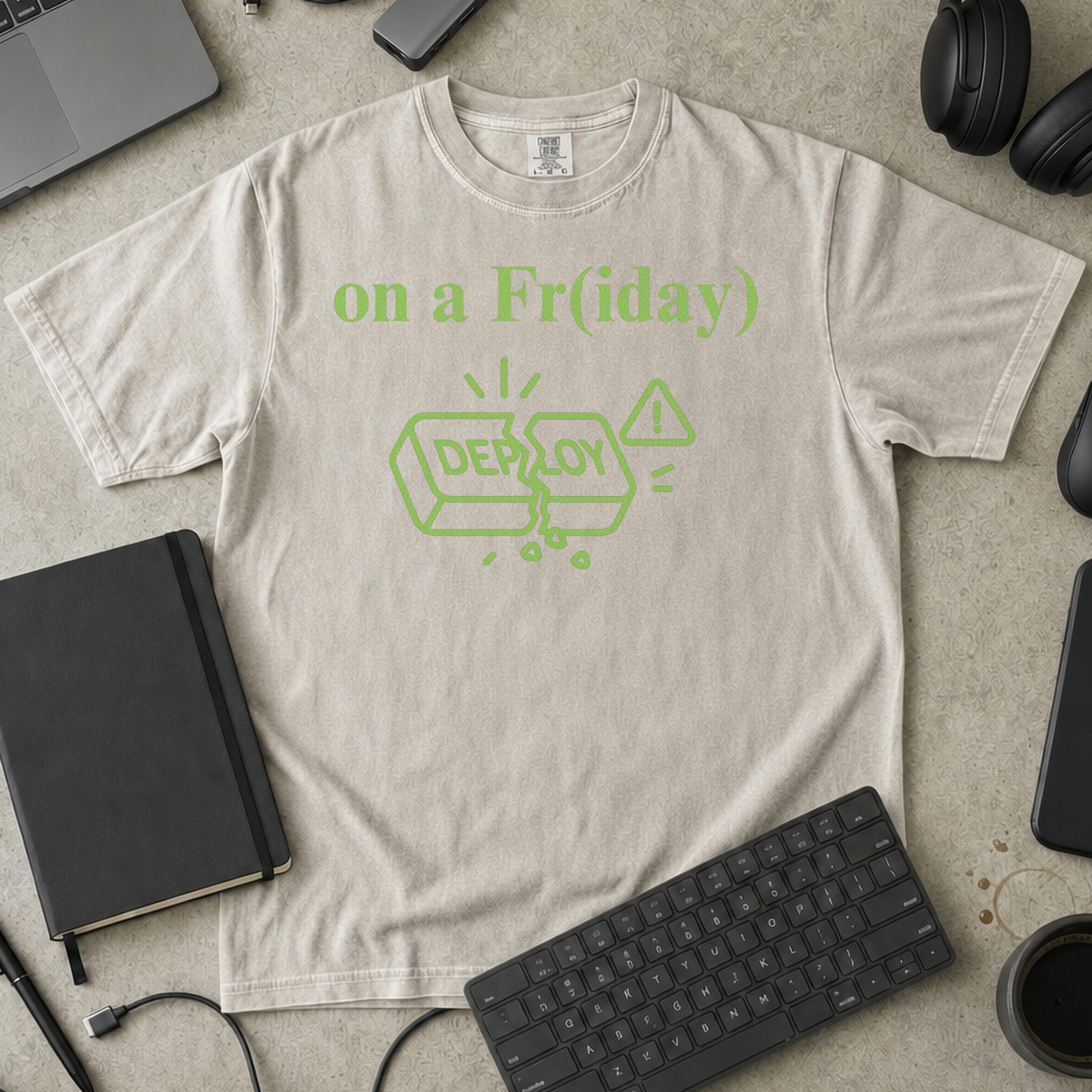 Breaking Prod on a friday Premium Shirt — ivory Premium Shirt mock-up