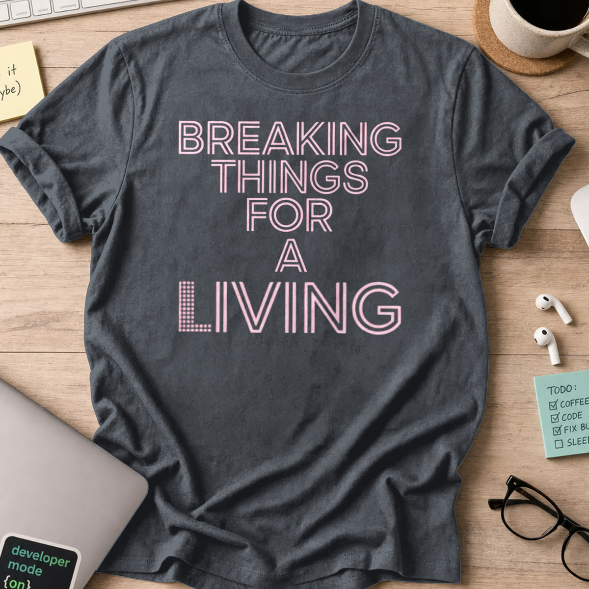 breaking things for a living shirt - Dark Heather