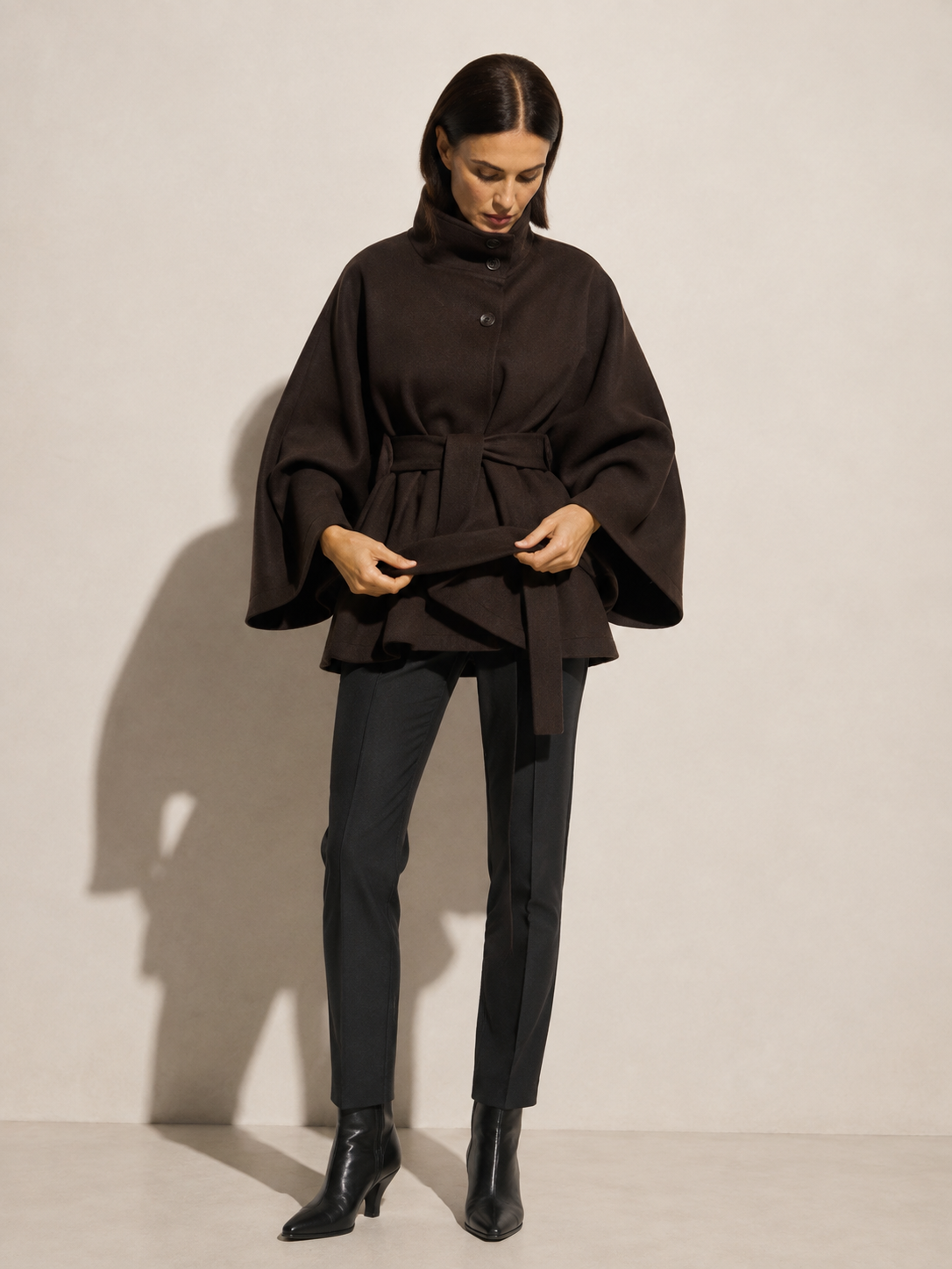 Women's Jacket High Neck Batwing Sleeve