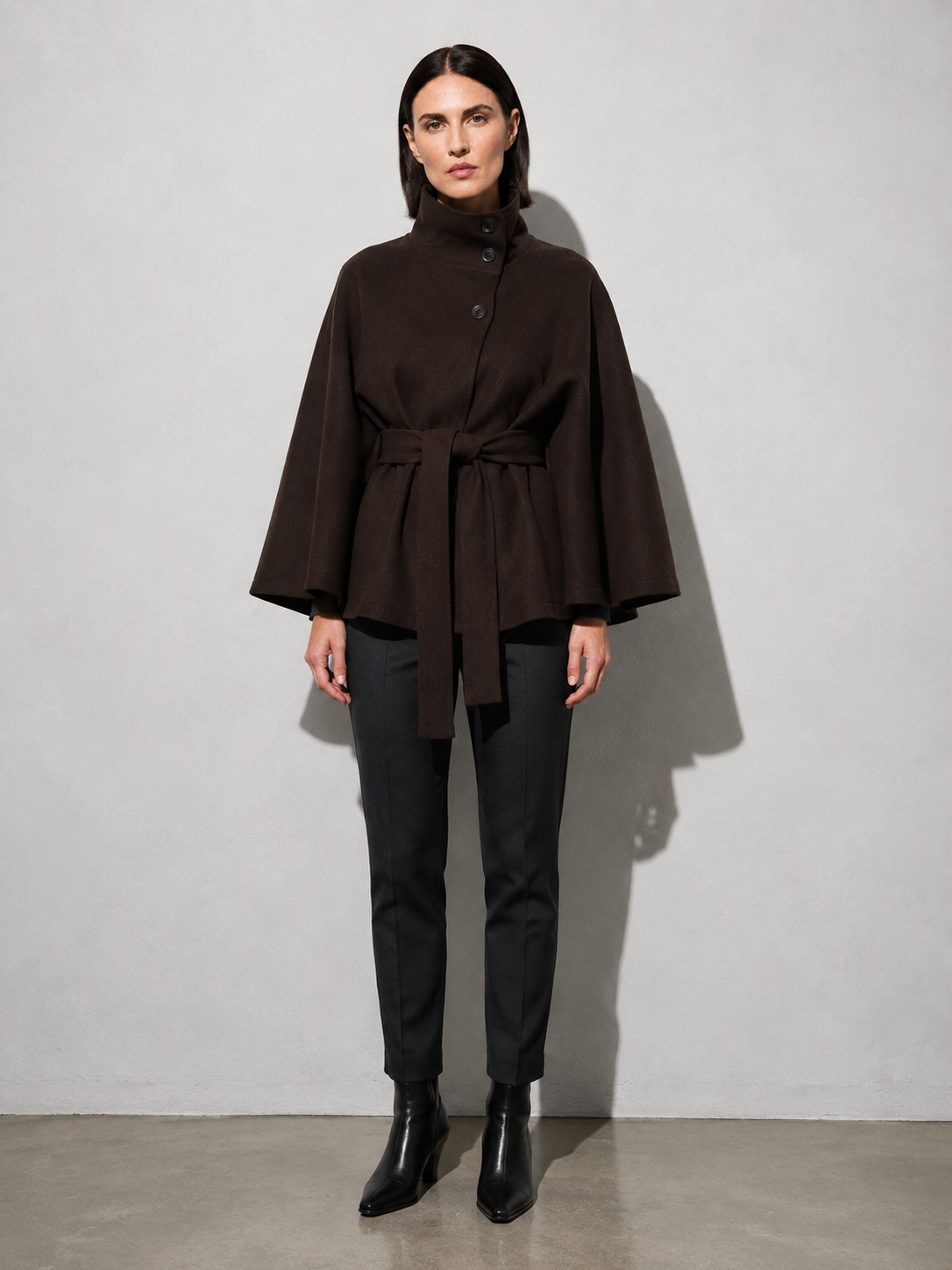 Women's Jacket High Neck Batwing Sleeve