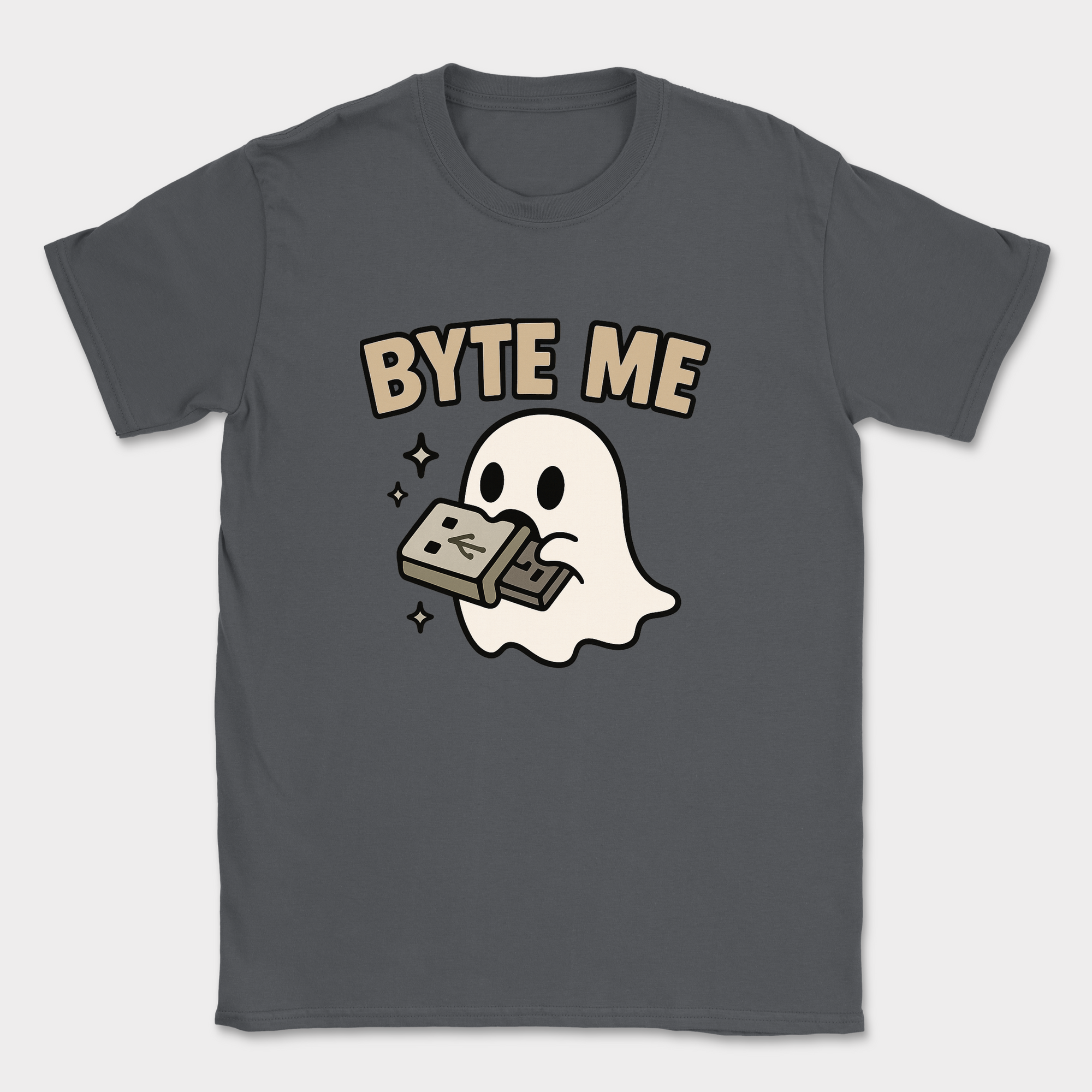 byte me shirt — Dark Heather Grey