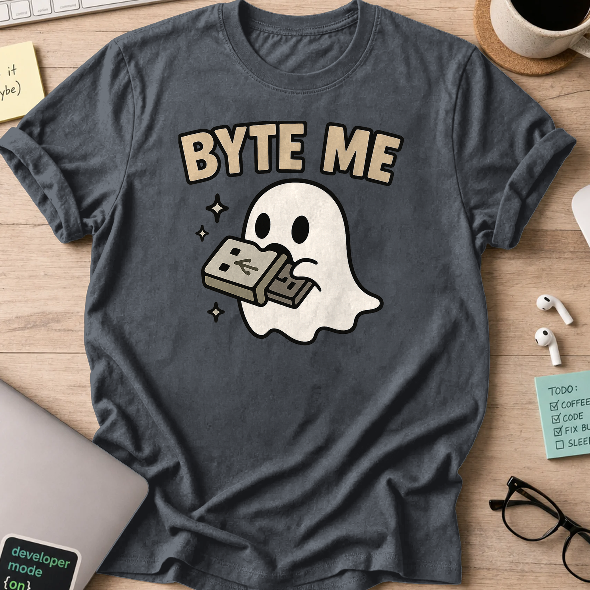 byte me shirt - Dark Heather
