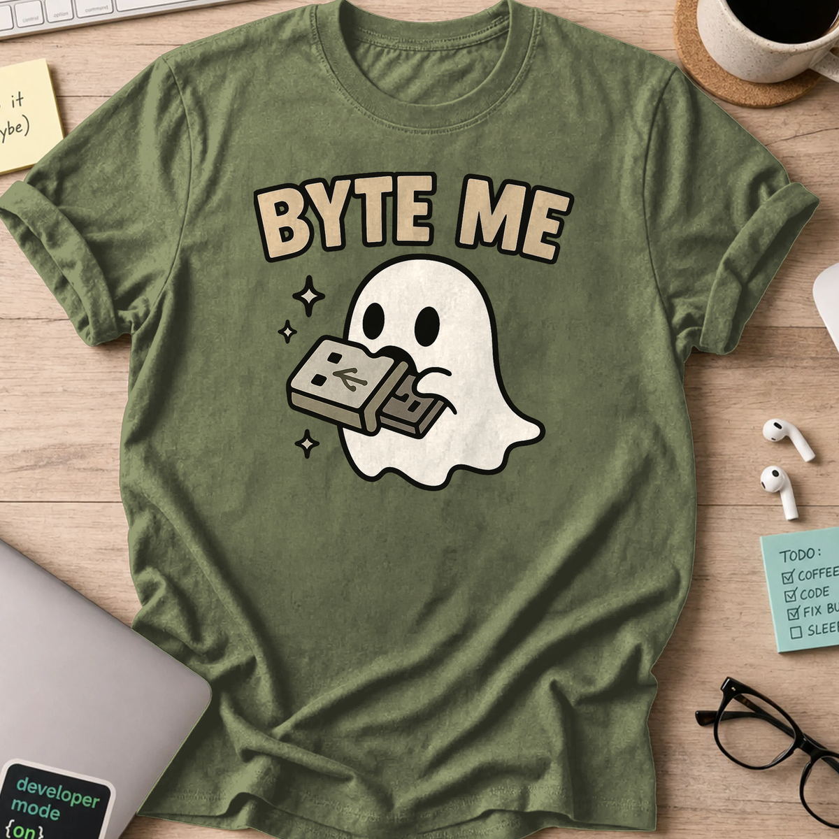 byte me shirt - Military Green