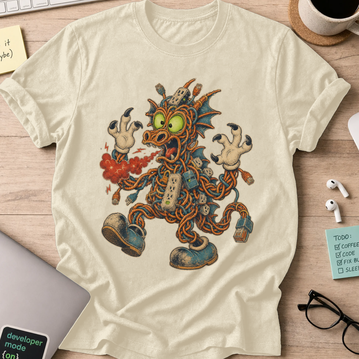 Cable Monster Shirt — Natural storefront mockup