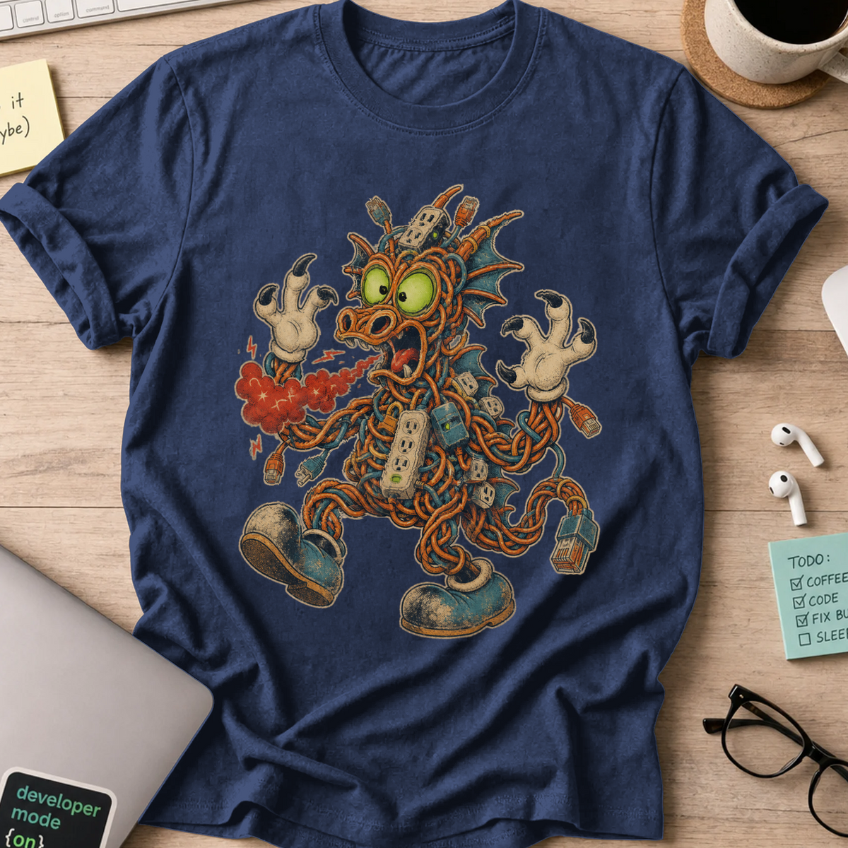 Cable Monster Shirt — Navy storefront mockup