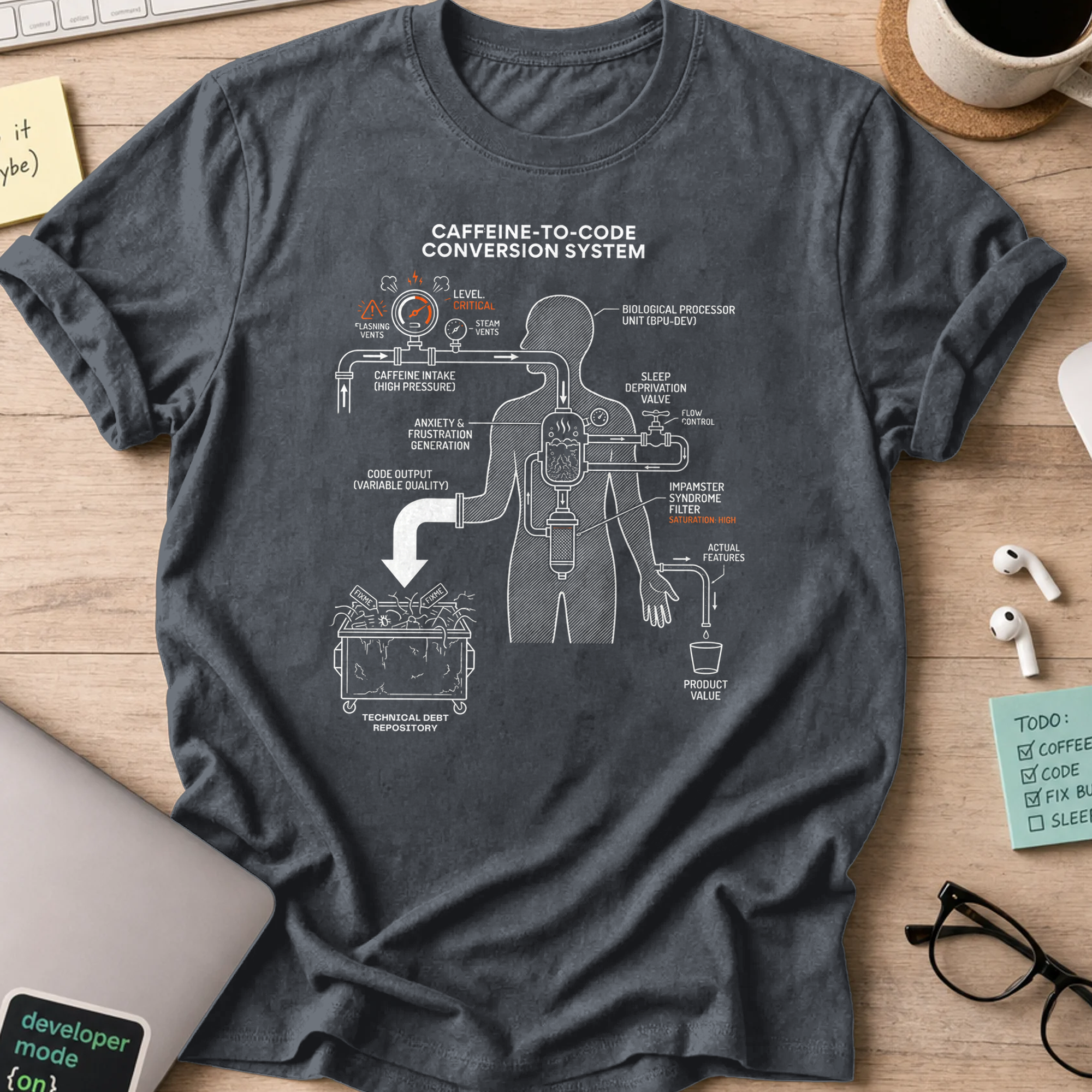 caffeine to code shirt - Dark Heather