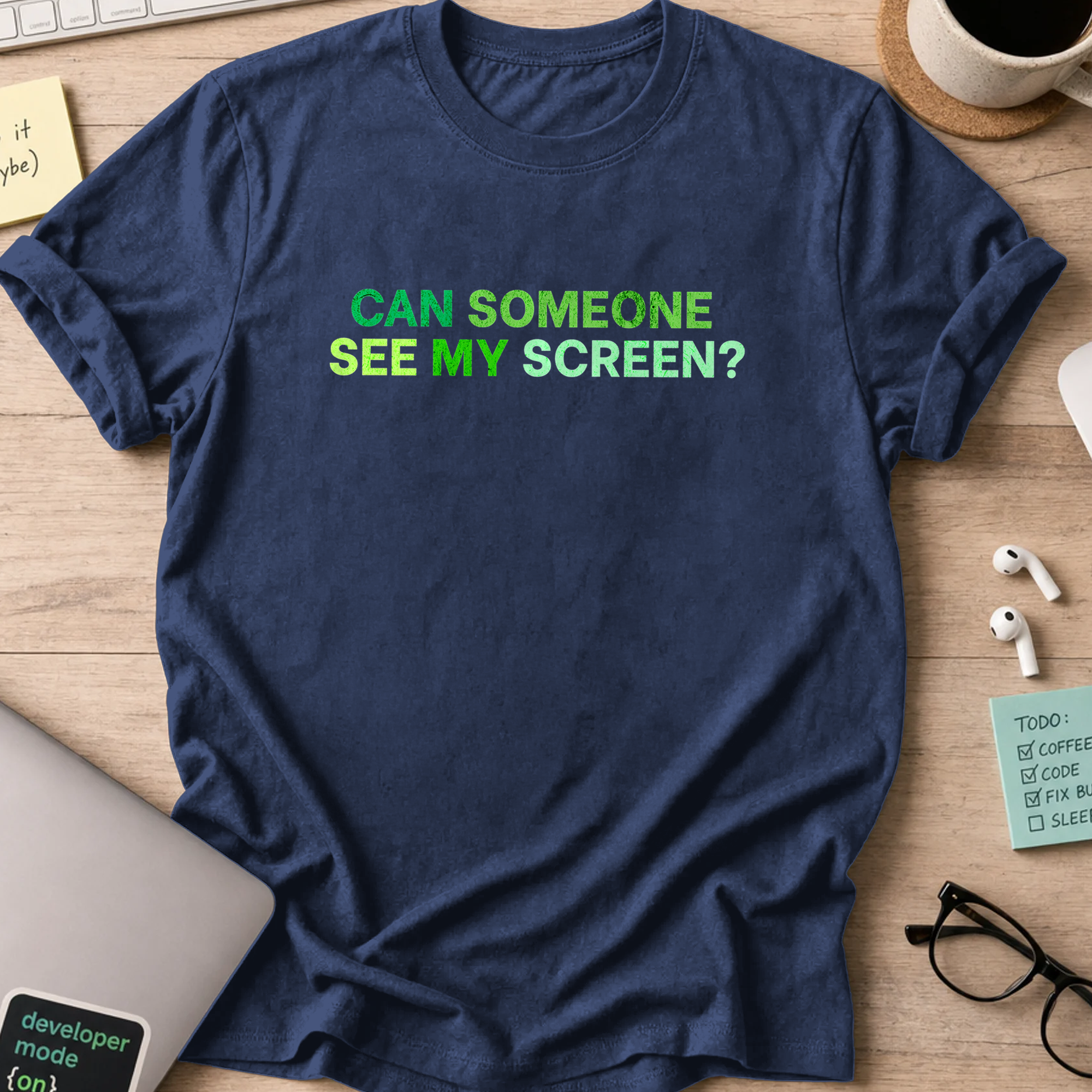 can someone see my screen shirt - Navy
