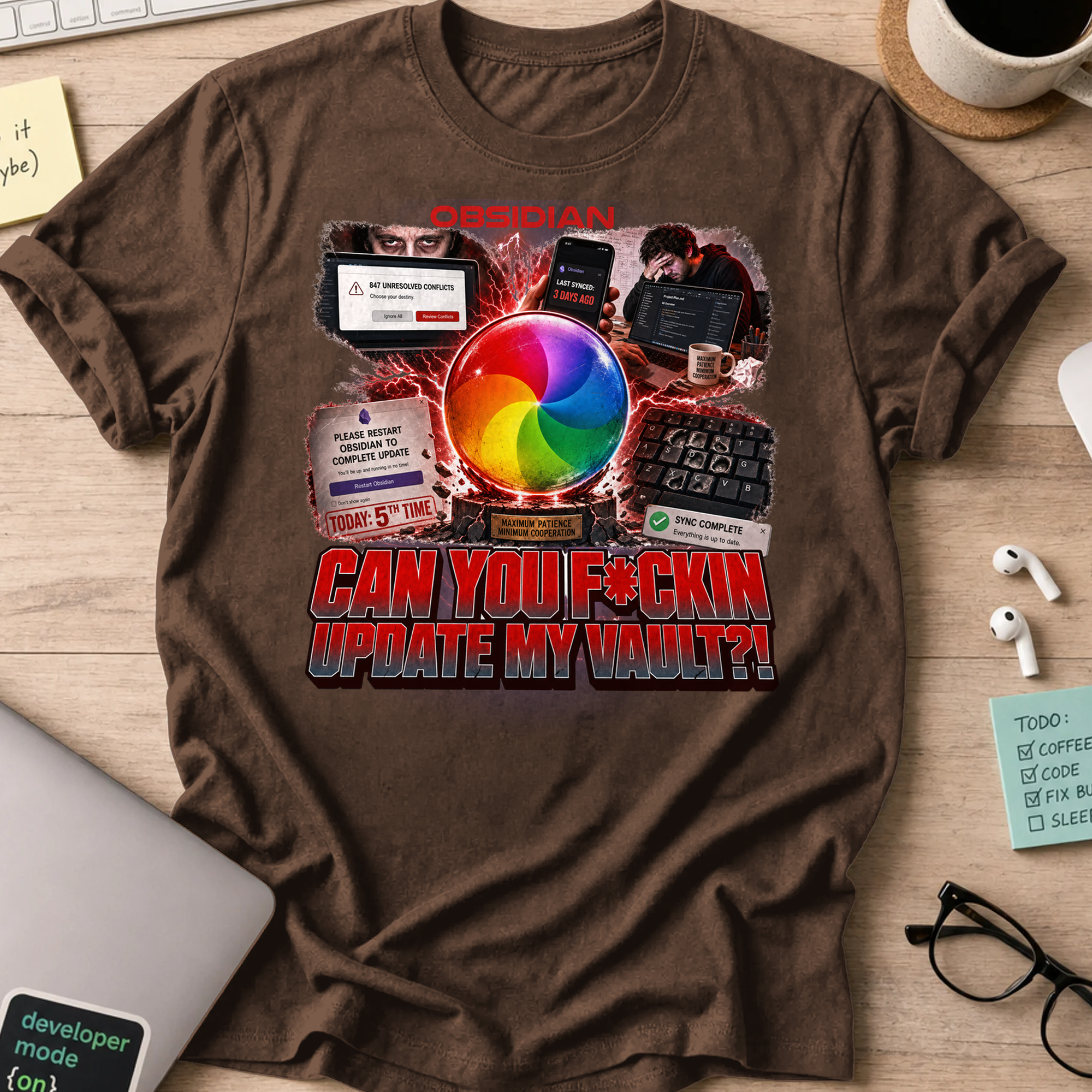 Can You F*ckin Update My Vault Shirt - Dark Chocolate