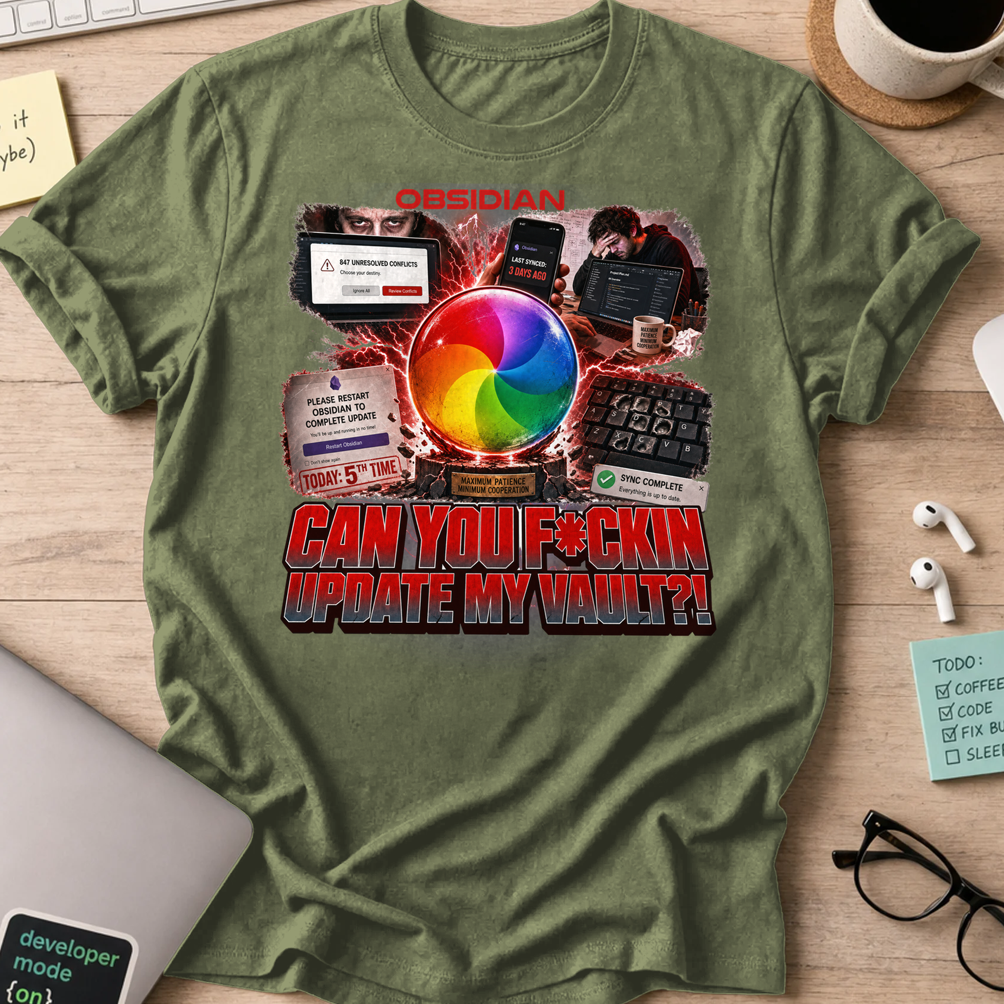 Can You F*ckin Update My Vault Shirt - Military Green