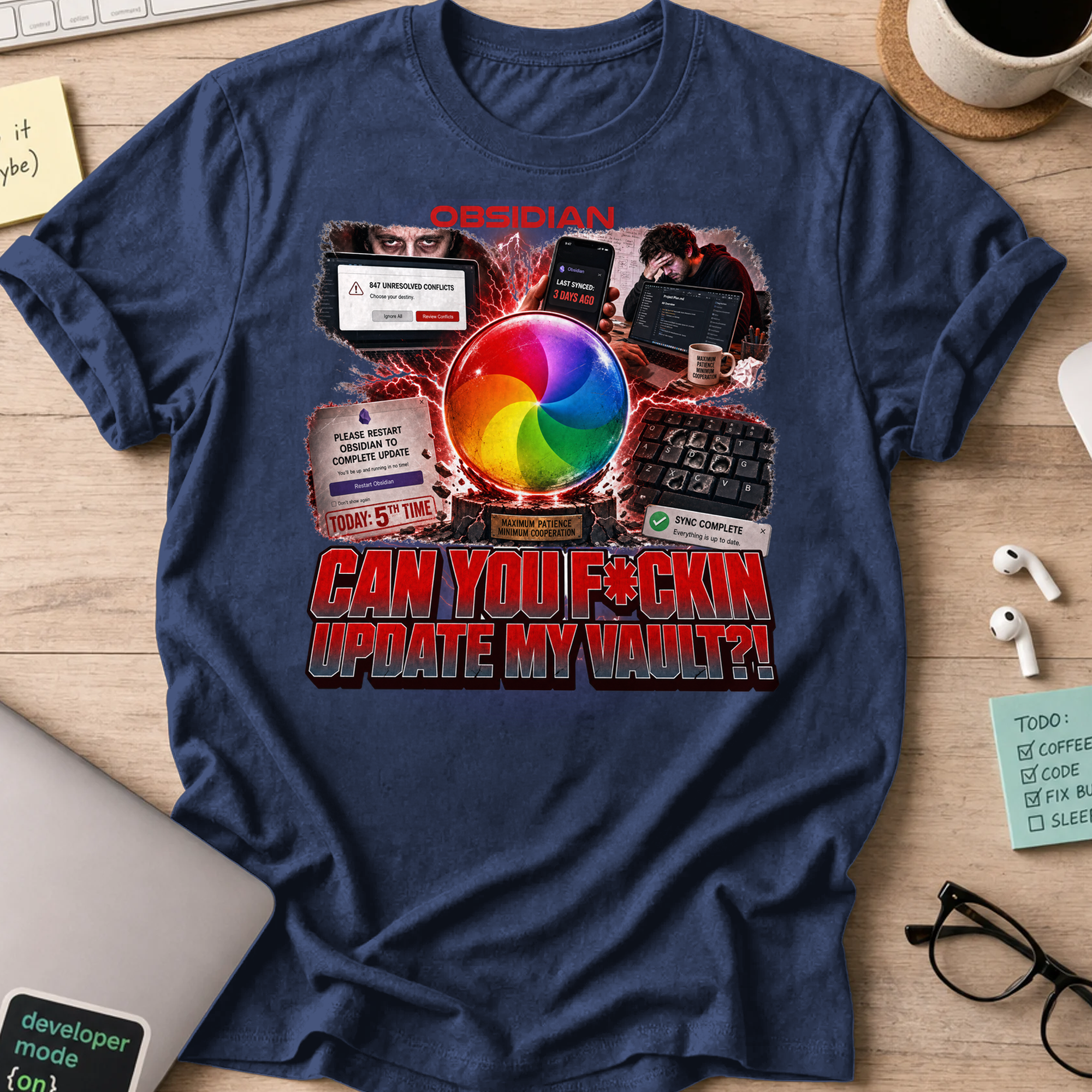 Can You F*ckin Update My Vault Shirt - Navy