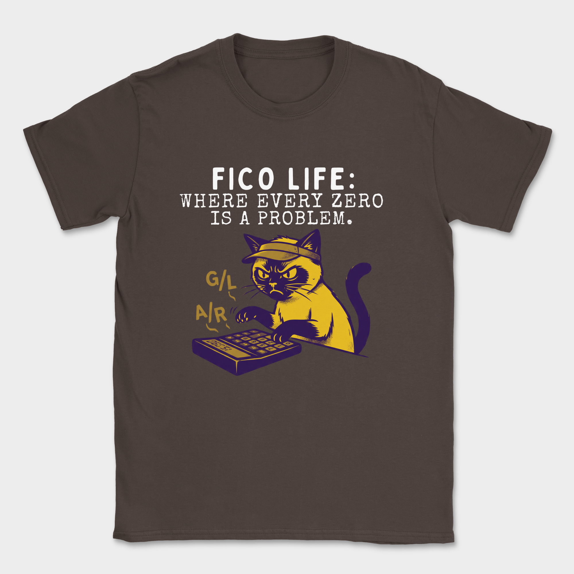 cat fico life shirt — Dark Chocolate