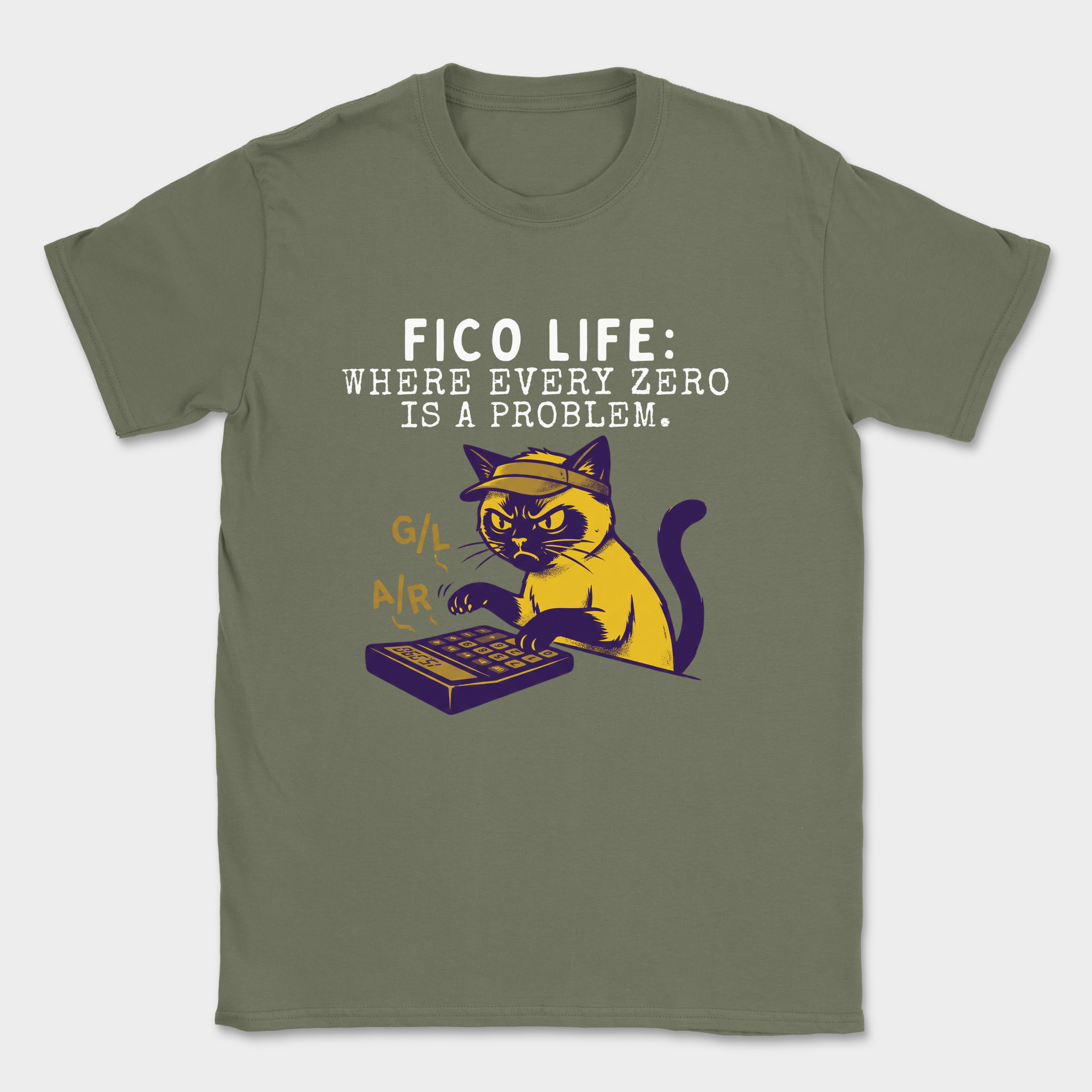 cat fico life shirt — Military Green