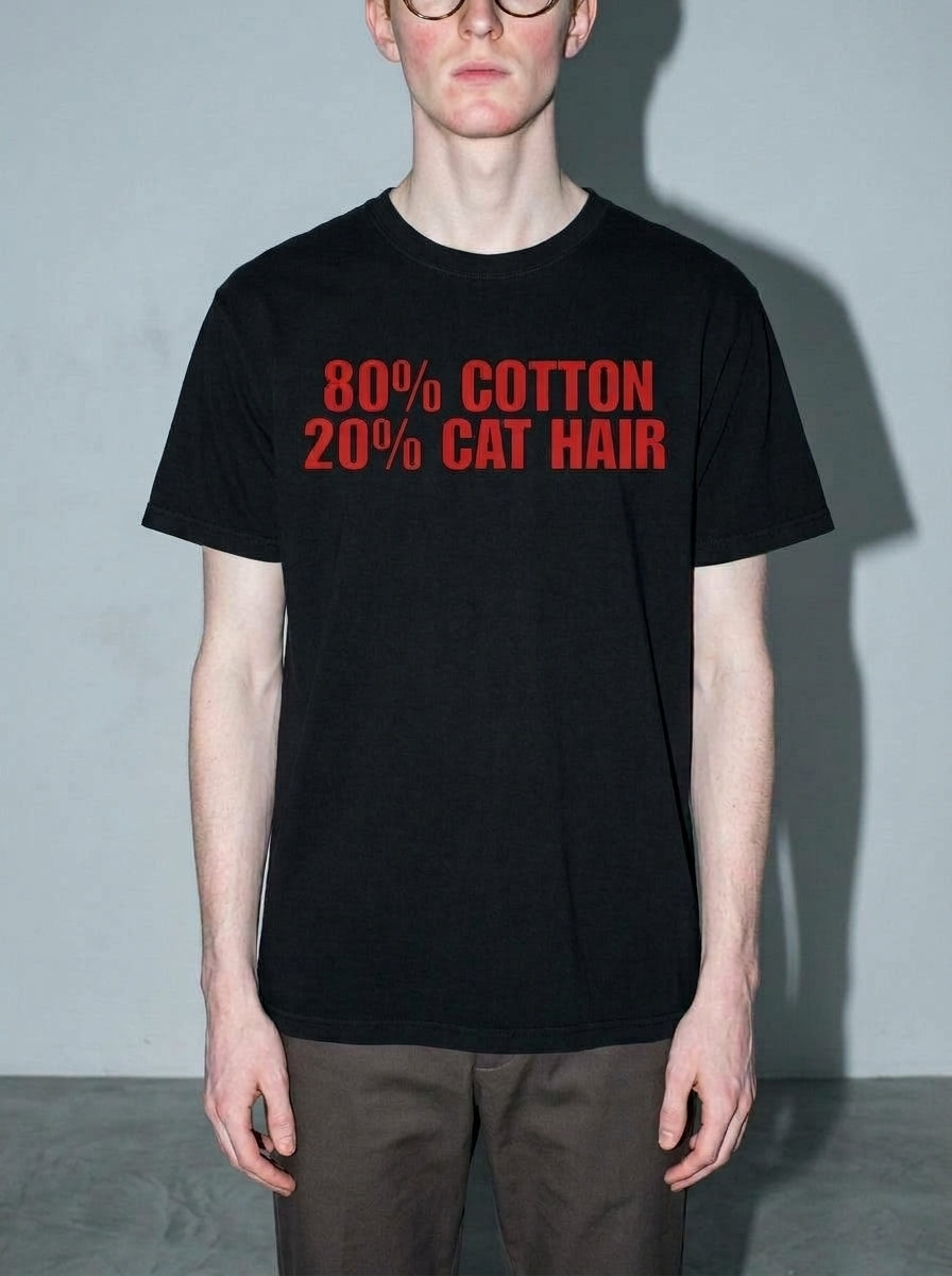 80% Cotton, 20% Cat Hair Premium Shirt - black--bust_to_thigh