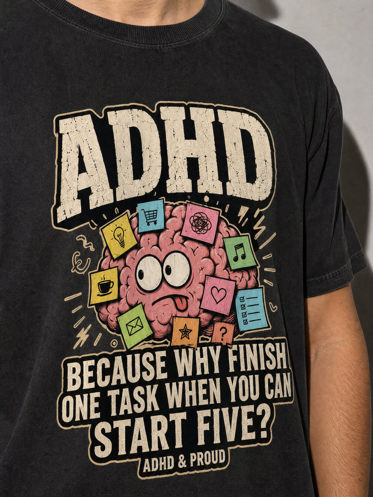 ADHD & Proud Premium Shirt - black--macro