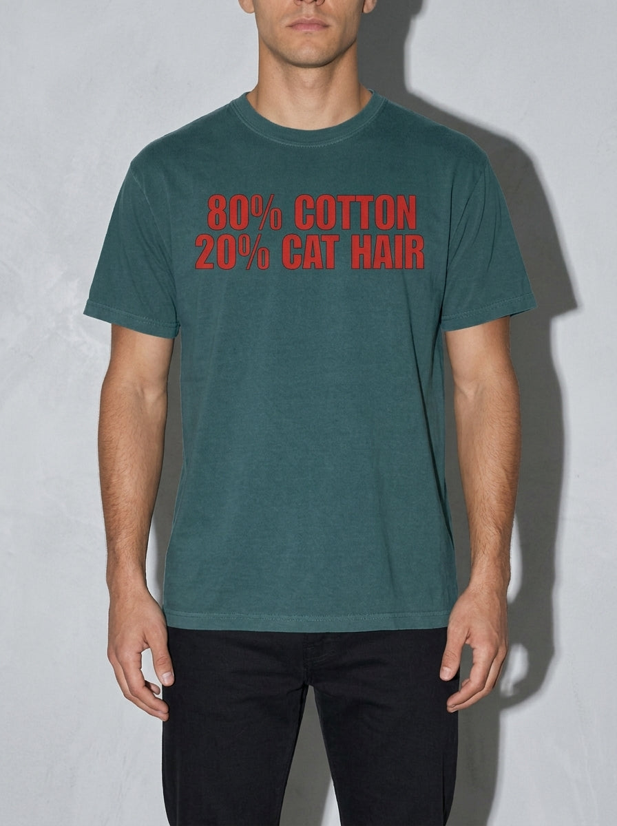 80% Cotton, 20% Cat Hair Premium Shirt - blue-spruce--bust_to_thigh