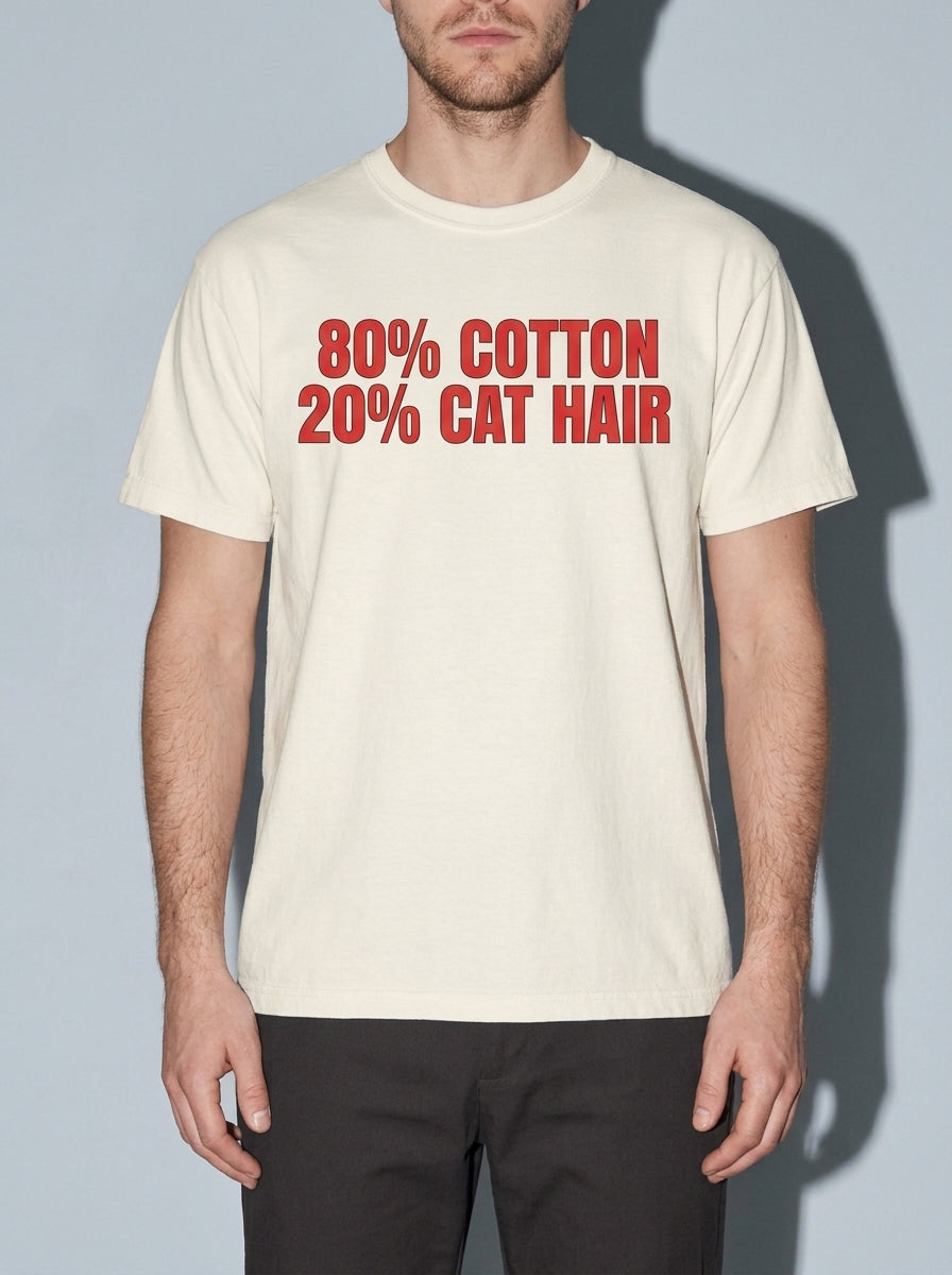 80% Cotton, 20% Cat Hair Premium Shirt - ivory--bust_to_thigh