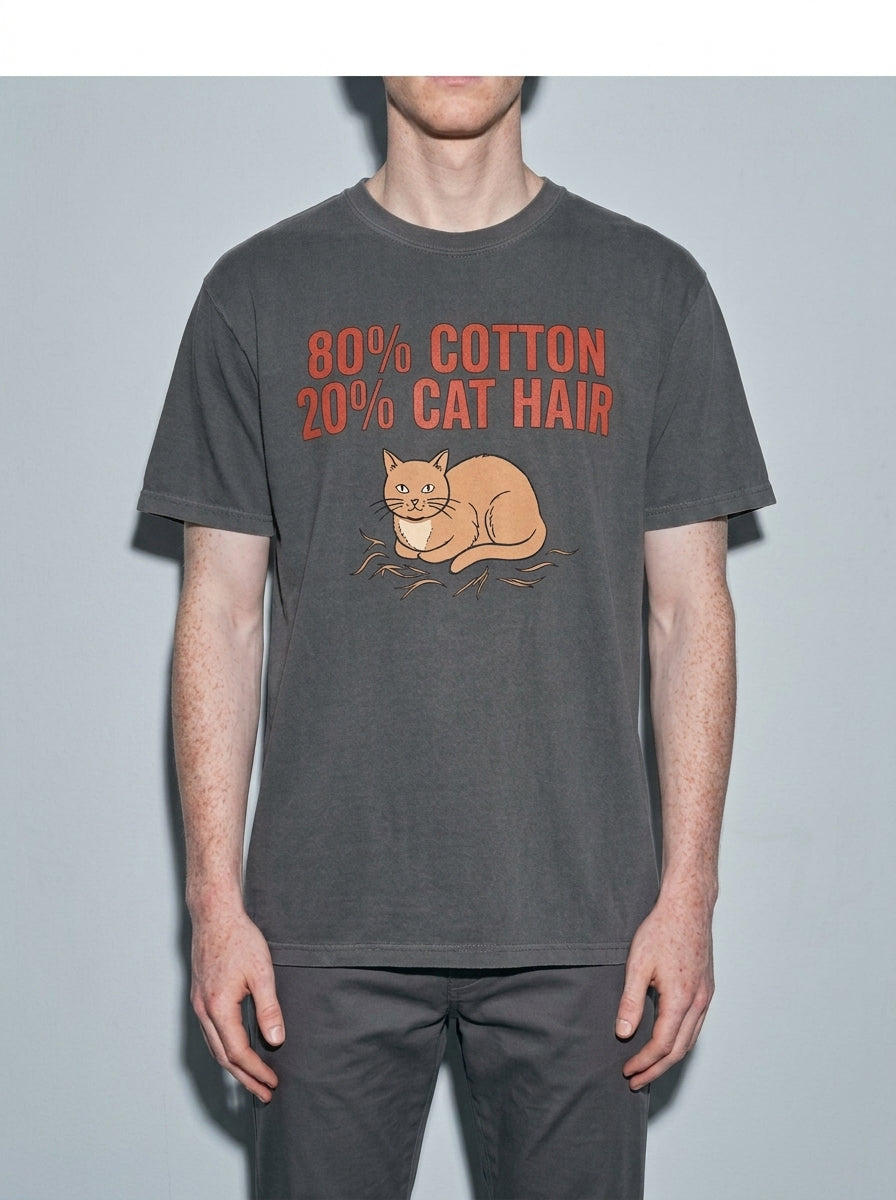 80% Cotton, 20% Cat Hair Premium Shirt - pepper--bust_to_thigh