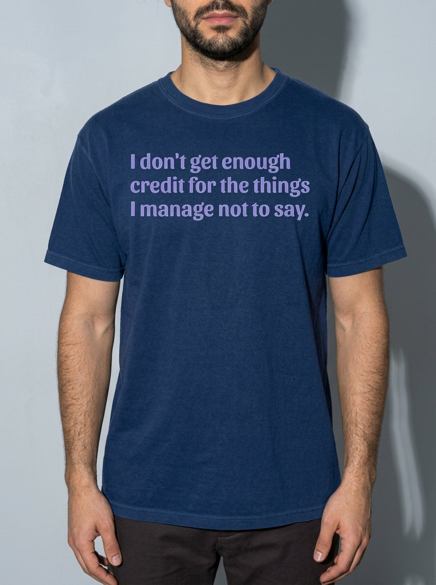 Not Enough Credit Premium Shirt - true-navy--bust_to_thigh