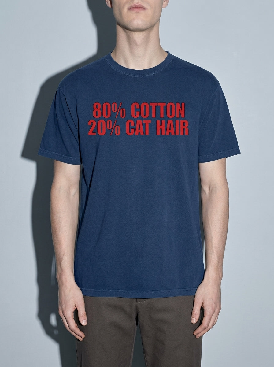 80% Cotton, 20% Cat Hair Premium Shirt - true-navy--bust_to_thigh